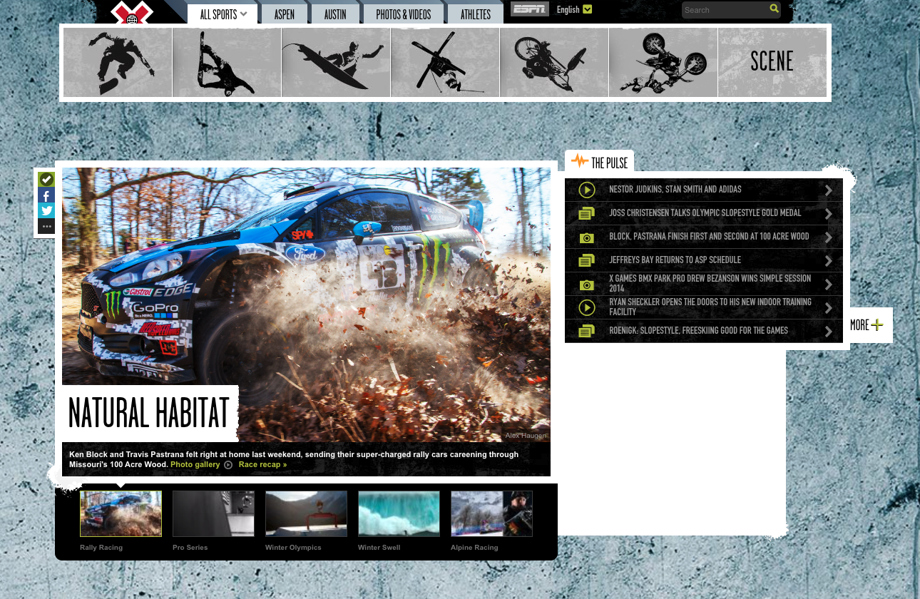Screenshots from ESPN and XGames projects